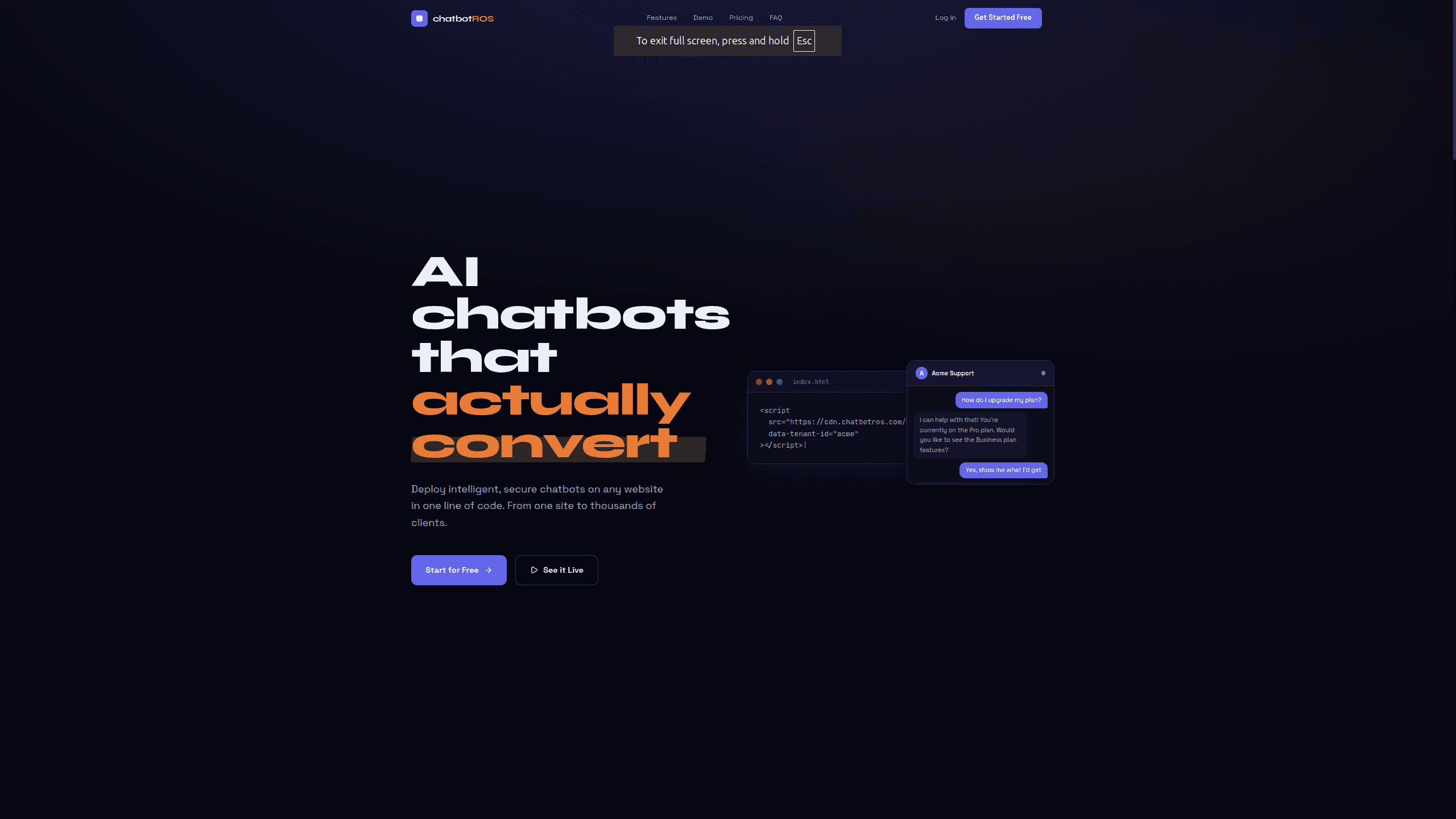 Chatbotros product screenshot